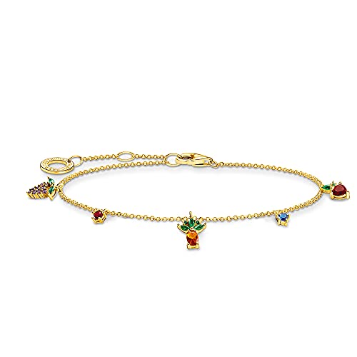 THOMAS SABO Damen Armband mit Bunten Früchten 925er Sterlingsilber 750er Gelbgold Vergoldung mit Zirkonia, A2026-488-7-L19V THOMAS SABO Damen Armband mit Bunten Früchten 925er Sterlingsilber 750er Gelbgold Vergoldung mit Zirkonia, A2026-488-7-L19V von THOMAS SABO