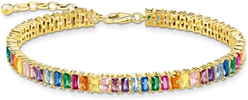 Thomas Sabo Damen Tennisarmband mit bunten Steinen vergoldet, 925 Sterlingsilber mit 750er Gelbgold-Vergoldung, Länge: 16-19 cm, A2030-996-7-L19V Thomas Sabo Damen Tennisarmband mit bunten Steinen vergoldet, 925 Sterlingsilber mit 750er Gelbgold-Vergoldung, Länge: 16-19 cm, A2030-996-7-L19V von THOMAS SABO