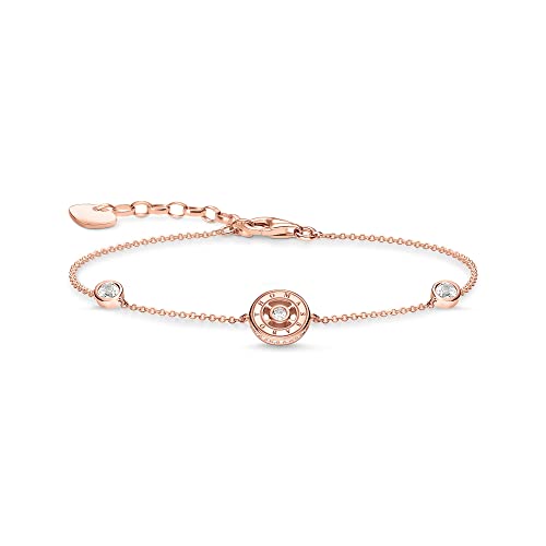 Thomas Sabo Damen Armband Kreise mit weißen Steinen rosévergoldet, 925er Sterlingsilber mit zarter 750er Roségold-Vergoldung, Länge: 19 cm, A1882-416-14-L19v von THOMAS SABO