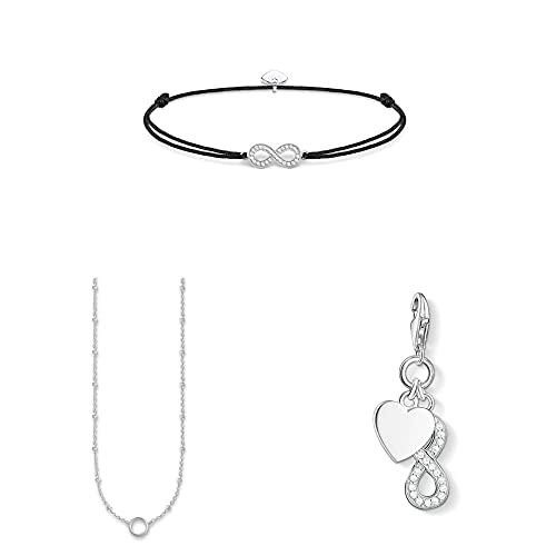 THOMAS SABO Damen Armband Schwarz Little Secret + Anhänger Unendlichkeit Infinity + Kette Charm Club 925 Sterling Silber THOMAS SABO Damen Armband Schwarz Little Secret + Anhänger Unendlichkeit Infinity + Kette Charm Club 925 Sterling Silber von THOMAS SABO