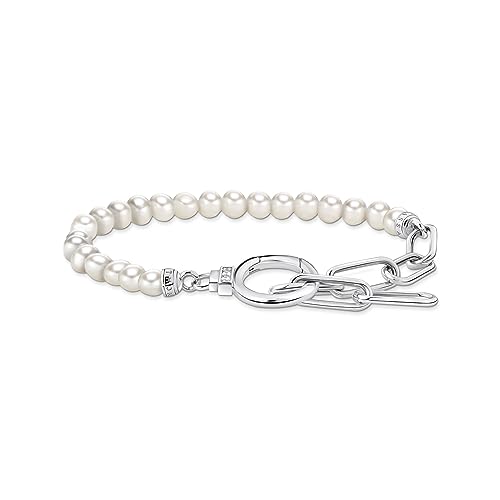 THOMAS SABO Damen Armband aus Perlen und Ankerelementen mit weißen Steinen Silber 925 Sterlingsilber A2134-167-14 von THOMAS SABO