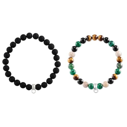 THOMAS SABO Damen-Armreifen Künstliche Perle X0219-023-11-L16,5 & Damen Charm-Armband Tigerauge Malachit Jaspis Obsidian 925 Sterling Silber X0217-947-7 THOMAS SABO Damen-Armreifen Künstliche Perle X0219-023-11-L16,5 & Damen Charm-Armband Tigerauge Malachit Jaspis Obsidian 925 Sterling Silber X0217-947-7 von THOMAS SABO