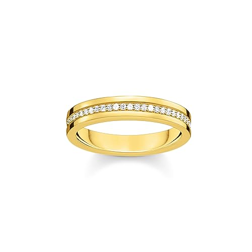 THOMAS SABO Damen Bandring mit weißen Steinen vergoldet 750 Gelbgold Vergoldung, 925 Sterlingsilber TR2117-414-14 von THOMAS SABO