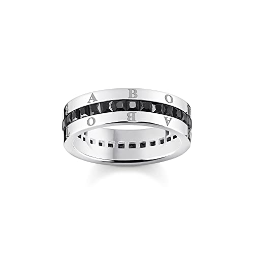 THOMAS SABO Damen Bandring schwarze Steine pavé silber 925 Sterlingsilber, Geschwärzt TR2361-643-11 von THOMAS SABO