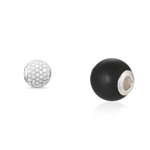 THOMAS SABO Damen Bead Weißer Pavé Karma Beads 925 Sterling Silber K0024-051-14 & Unisex Bead Obsidian Schwarz Karma Beads 925 Sterling Silber K0001-023-11 von THOMAS SABO