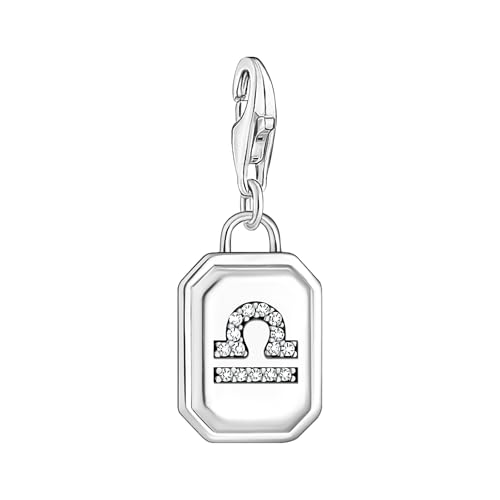 THOMAS SABO Charm-Anhänger Sternzeichen Waage mit Steinen Silber 925 Sterlingsilber, Geschwärzt 2141-643-21 von THOMAS SABO