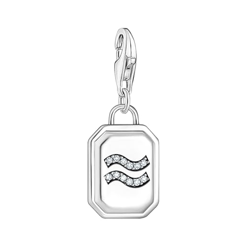 THOMAS SABO Charm-Anhänger Sternzeichen Wassermann mit Steinen Silber 925 Sterlingsilber, Geschwärzt 2143-643-21 von THOMAS SABO