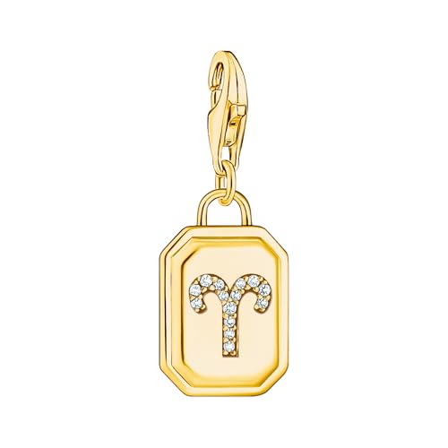 THOMAS SABO Charm-Anhänger Sternzeichen Widder mit Steinen vergoldet 925 Sterlingsilber, 750 Gelbgold Vergoldung 2159-414-39 von THOMAS SABO
