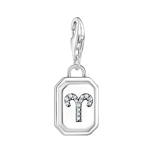 THOMAS SABO Charm-Anhänger Sternzeichen Widder mit Steinen Silber 925 Sterlingsilber, Geschwärzt 2147-643-21 von THOMAS SABO