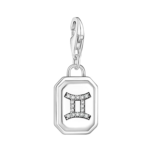 THOMAS SABO Charm-Anhänger Sternzeichen Zwilling mit Steinen Silber 925 Sterlingsilber, Geschwärzt 2145-643-21 von THOMAS SABO