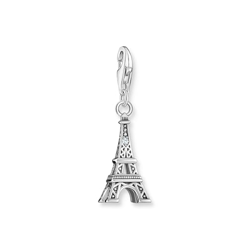 THOMAS SABO Damen Charm-Anhänger Eiffelturm mit weißem Zirkonia Silber 925 Sterlingsilber, Geschwärzt 2074-643-21 von THOMAS SABO