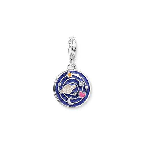 THOMAS SABO Damen Charm-Anhänger Galaxie mit bunter Kaltemaille Silber geschwärzt 925 Sterlingsilber, Geschwärzt, Kaltemail 2042-691-7 von THOMAS SABO