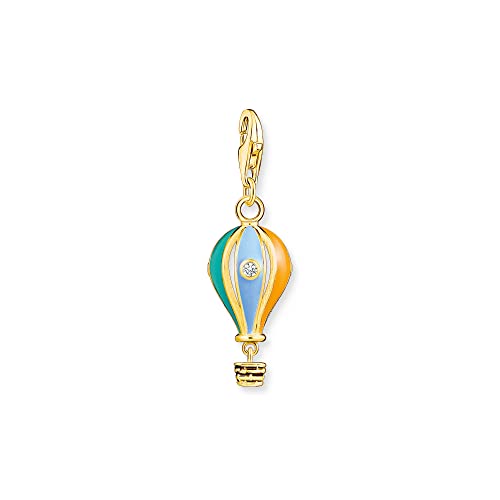 THOMAS SABO Charm-Anhänger bunter Heißluftballon aus 925er Sterlingsilber mit hochwertiger 750er Gelbgold-Vergoldung, Maße: 31 x 10 mm, 1922-565-7 von THOMAS SABO