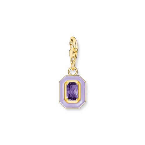 THOMAS SABO Damen Charm-Anhänger Oktagon mit violettem Stein und Kaltemaille vergoldet 925 Sterlingsilber, 750 Gelbgold Vergoldung, Kaltemail 2034-565-13 von THOMAS SABO