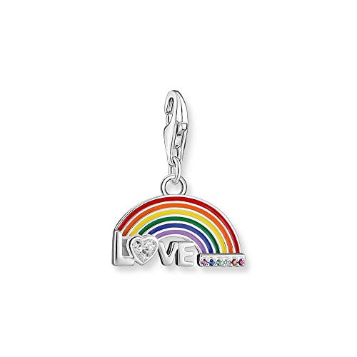 THOMAS SABO Charm-Anhänger bunter Regenbogen aus hochwertigem 925er Sterlingsilber im stilisierten Regenbogen-Design, detailreich gestaltet mit Gravurlinien, Maße: 22 x 17 mm,1925-314-7 von THOMAS SABO