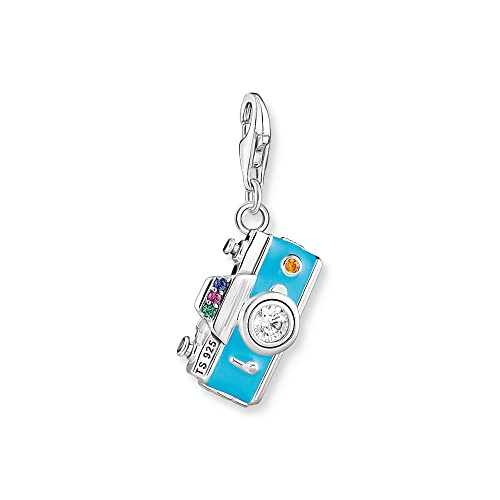 THOMAS SABO Charm-Anhänger türkise Retro Kamera aus hochwertigem, poliertem 925er Sterlingsilber, Maße: 29 x 16 mm,1924-340-7 von THOMAS SABO