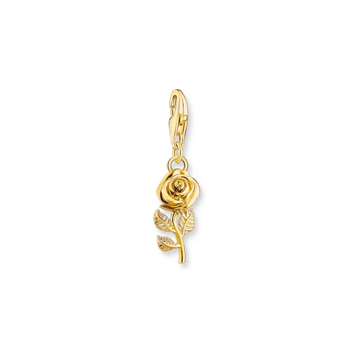 THOMAS SABO Damen Charm-Anhänger Rose vergoldet 925 Sterlingsilber, 750 Gelbgold Vergoldung 2077-413-39 von THOMAS SABO