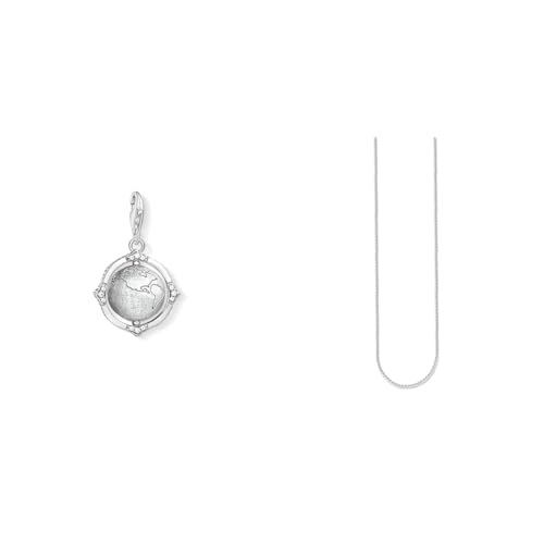 THOMAS SABO Damen Charm-Anhänger Vintage Weltkugel Charm Club 925 Sterling Silber 1676-643-14 & Unisex Kette Venezia 925 Sterling Silber KE1106-001-12 von THOMAS SABO