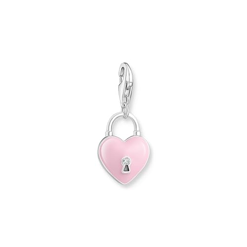 THOMAS SABO Damen Charm-Anhänger rosa Herzschloss Silber 925 Sterlingsilber, Kaltemail 2071-691-9 von THOMAS SABO