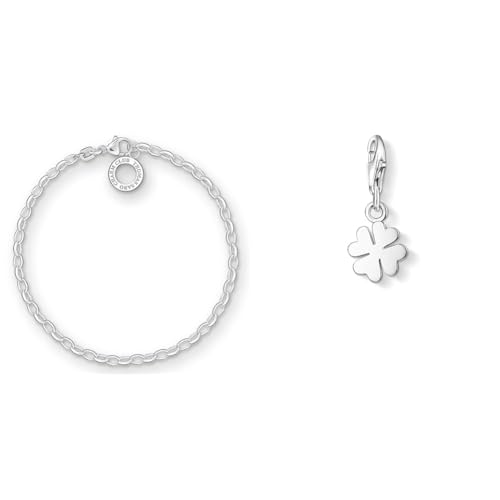 THOMAS SABO Damen Charm-Armband Charm Club 925 Sterling Silber X0163-001-12 & Damen Charm-Anhänger Kleeblatt Charm Club 925 Sterling Silber 0884-001-12 von THOMAS SABO