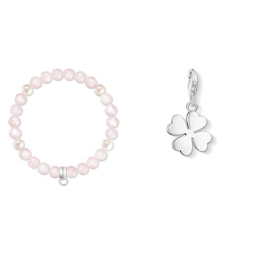 THOMAS SABO Damen Charm-Armband Rosenquarz Süßwasserzuchtperle 925 Sterling Silber X0222-469-9 & Damen Charm-Anhänger Kleeblatt Charm Club 925 Sterling Silber 0884-001-12 THOMAS SABO Damen Charm-Armband Rosenquarz Süßwasserzuchtperle 925 Sterling Silber X0222-469-9 & Damen Charm-Anhänger Kleeblatt Charm Club 925 Sterling Silber 0884-001-12 von THOMAS SABO