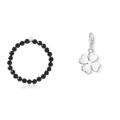 THOMAS SABO Damen Charm-Armband Schwarz Charm Club 925 Sterling Silber X0220-840-11 & Damen Charm-Anhänger Kleeblatt Charm Club 925 Sterling Silber 0884-001-12 THOMAS SABO Damen Charm-Armband Schwarz Charm Club 925 Sterling Silber X0220-840-11 & Damen Charm-Anhänger Kleeblatt Charm Club 925 Sterling Silber 0884-001-12 von THOMAS SABO