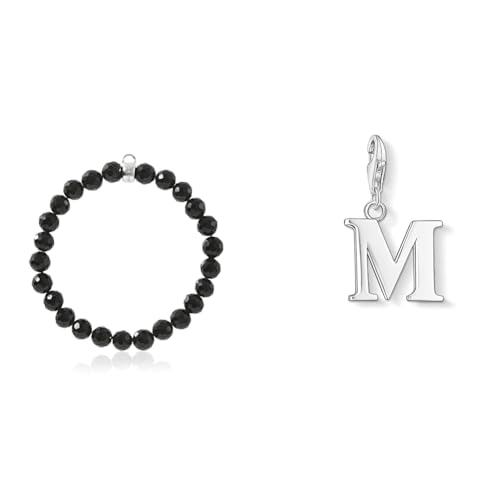 THOMAS SABO Damen Charm-Armband Schwarz Charm Club 925 Sterling Silber X0220-840-11 & Damen Charm-Anhänger M Buchstabe Charm Club 925 Sterling Silber 0187-001-12 THOMAS SABO Damen Charm-Armband Schwarz Charm Club 925 Sterling Silber X0220-840-11 & Damen Charm-Anhänger M Buchstabe Charm Club 925 Sterling Silber 0187-001-12 von THOMAS SABO