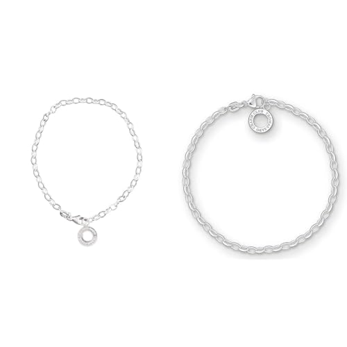 THOMAS SABO Damen Charm-Fußkette Classic 925 Sterling Silber X0034-001-12 & Damen Charm-Armband Charm Club 925 Sterling Silber X0163-001-12 von THOMAS SABO