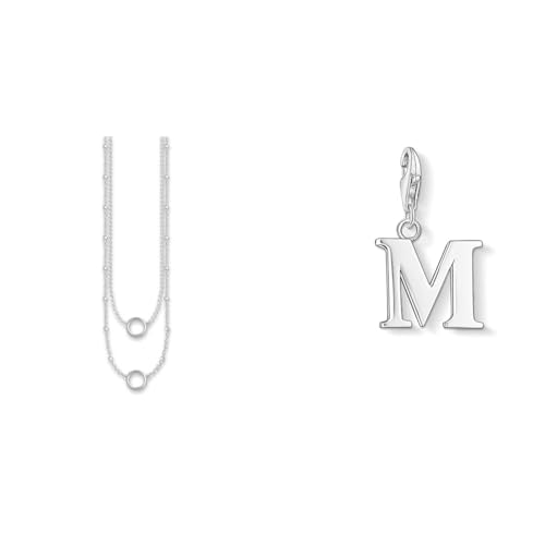 THOMAS SABO Damen Charm-Kette Charm Club 925 Sterling Silber X0234-001-12 & Damen Charm-Anhänger M Buchstabe Charm Club 925 Sterling Silber 0187-001-12 von THOMAS SABO