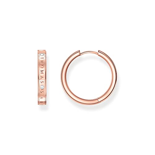 Thomas Sabo Damen Creolen in der Farbe Rosé aus 925 Sterlingsilber mit 750 Roségold Veredelung mit Zirkonia, Größe: 24x4mm, CR715-416-14 von THOMAS SABO