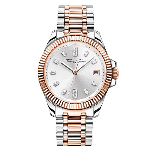 Thomas Sabo Damen Armbandur Bicolor Roségold Silber Analog Quarz Edelstahl WA0371-277-201-33 MM von THOMAS SABO