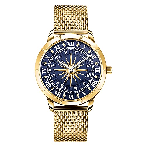 THOMAS SABO Damen Damenuhr Glam Spirit Astrouhr blau Edelstahl, Edelstahl Gelbgoldfarben WA0352-264-209 von THOMAS SABO