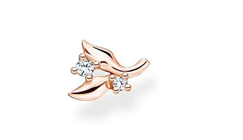 Thomas Sabo Damen Einzel Ohrstecker Rosegold Blätter mit weißen Steinen 925 Sterlingsilber H2222-416-14 von THOMAS SABO