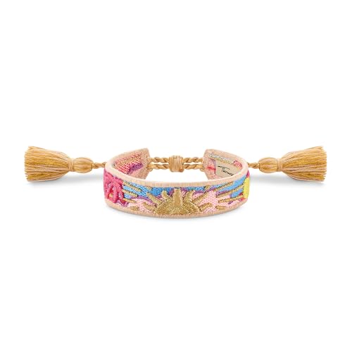 Thomas Sabo Armband mit Sonne, Palme und Kaktus in Gold, Pink und Grün Polyester 15,00-24,00 cm ACC0046-302-7-L24V von THOMAS SABO