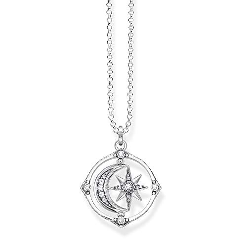 Thomas Sabo Damen Halskette mit Anhänger, Stern und Mond, Silber 70cm von THOMAS SABO