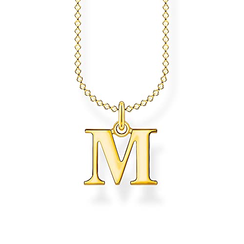 THOMAS SABO Damen Halskette mit dem Buchstaben M 925er Sterlingsilber 750er Gelbgold-Vergoldung, Länge: 38cm - 45cm, KE2022-413-39-L45V von THOMAS SABO