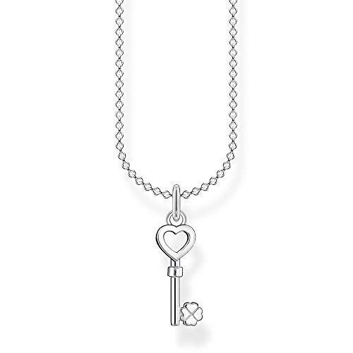 Thomas Sabo Damen Halskette Schlüssel mit Herz 925 Sterlingsilber, 38-45 cm Länge von THOMAS SABO