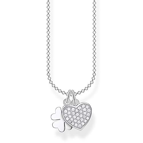 Thomas Sabo Damen Halskette Kleeblatt mit Herz pavé 925 Sterlingsilber, 38-45 cm Länge von THOMAS SABO