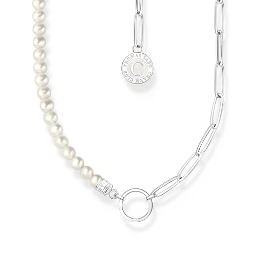 THOMAS SABO Member Charm-Kette mit weißen Perlen und Charmista Coin Silber 925 Sterlingsilber, Kaltemail KE2189-158-14 von THOMAS SABO