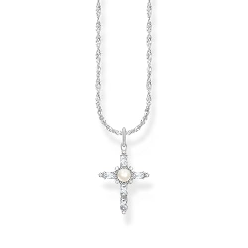 THOMAS SABO Damen-Kette 925er Silber Süßwasserperle One Size, Weiß 32029486 von THOMAS SABO