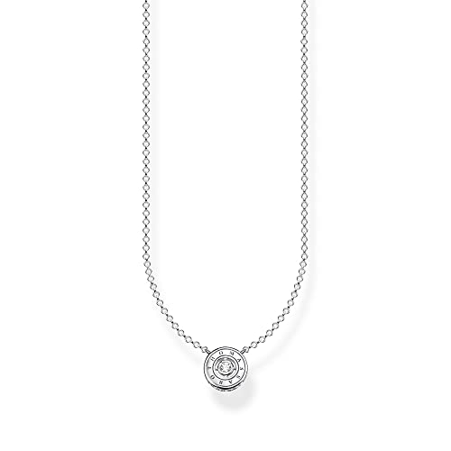 Thomas Sabo Damen Kette Kreis mit weißem Stein Silber, aus 925er Sterlingsilber in zeitlos-schlichtem Design, Länge 45cm, KE1881-051-14-L45V von THOMAS SABO