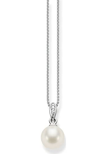 Thomas Sabo Damen-Kette mit Anhänger 925 Silber Perle weiß Ovalschliff Zirkonia 42 cm - SCKE150060 Thomas Sabo Damen-Kette mit Anhänger 925 Silber Perle weiß Ovalschliff Zirkonia 42 cm - SCKE150060 von THOMAS SABO
