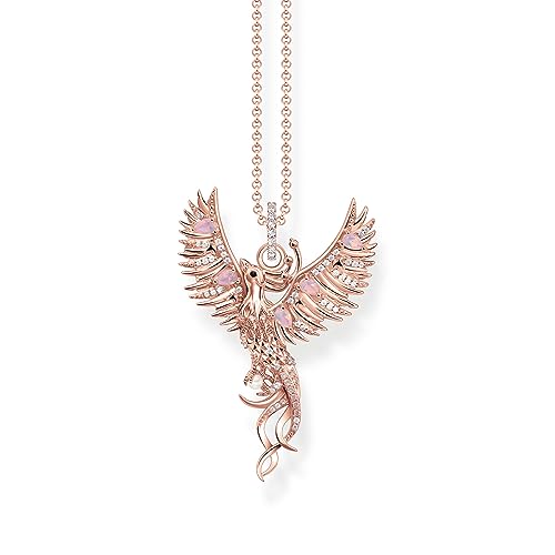 THOMAS SABO Damen Kette mit Phönix Anhänger klein und Steinen rosévergoldet 750 Roségold Vergoldung, Kaltemail, 925 Sterlingsilber KE2191-426-7 von THOMAS SABO