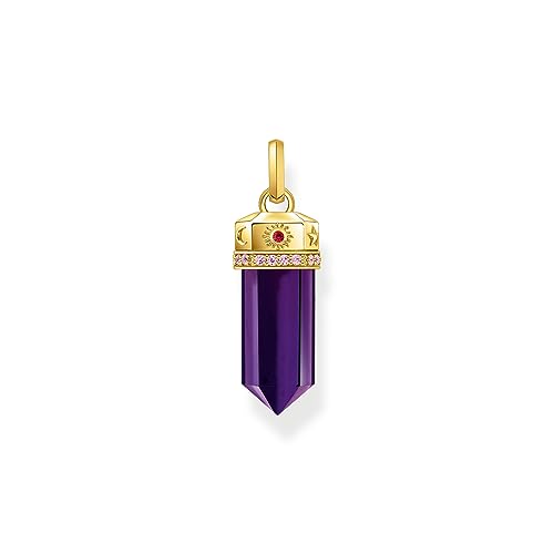 THOMAS SABO Damen Kettenanhänger mit facettierten imitierten Amethyst vergoldet 750 Gelbgold Vergoldung, 925 Sterlingsilber PE955-995-13 von THOMAS SABO