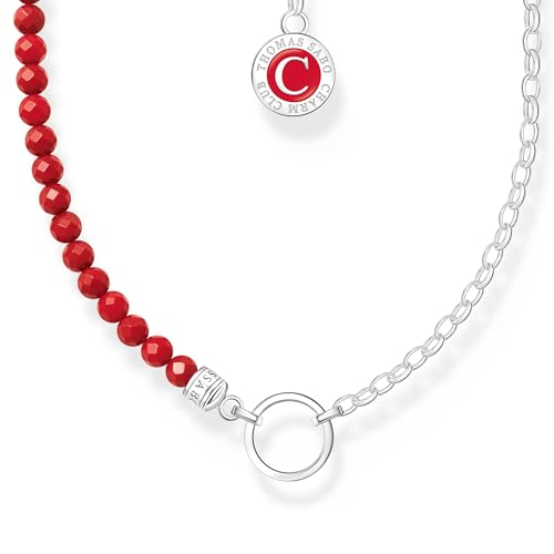 THOMAS SABO Damen Member Charm-Kette rote Beads und Gliederelemente Silber 925 Sterlingsilber, Kaltemail KE2190-007-10 von THOMAS SABO