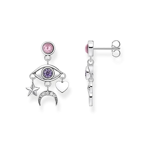 THOMAS SABO 2 Ohrhänger Auge mit bunten Steinen Silber geschwärzt 925 Sterlingsilber, Geschwärzt H2272-643-7 von THOMAS SABO