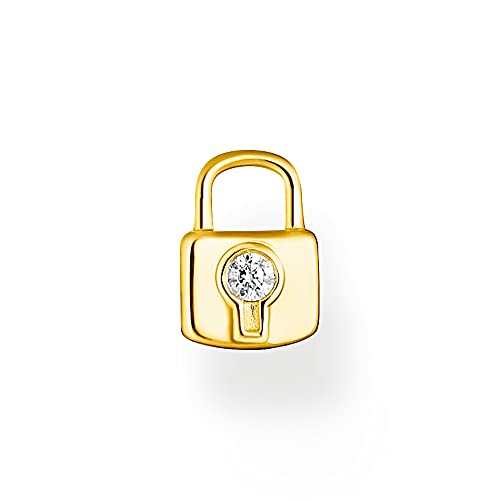 THOMAS SABO Damen Ohrring Anhänger Schloss 925er Sterlingsilber 750er Gelbgold Vergoldung mit Zirkonia, EP016-414-14 THOMAS SABO Damen Ohrring Anhänger Schloss 925er Sterlingsilber 750er Gelbgold Vergoldung mit Zirkonia, EP016-414-14 von THOMAS SABO