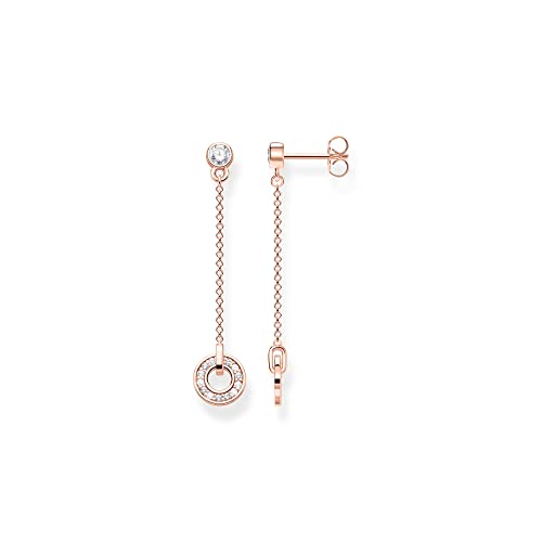 Thomas Sabo Damen Ohrstecker Kreis in der Farbe Rosé aus 925 Sterlingsilber mit 750 Roségold Veredelung mit Zirkonia, Größe: 42x8,5 mm, H2063-416-14 von THOMAS SABO