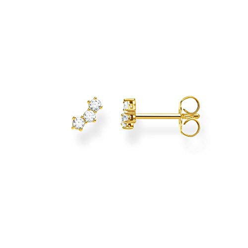 Thomas Sabo Damen Einzel Ohrstecker weiße Steine gold, 925 Sterlingsilber von THOMAS SABO