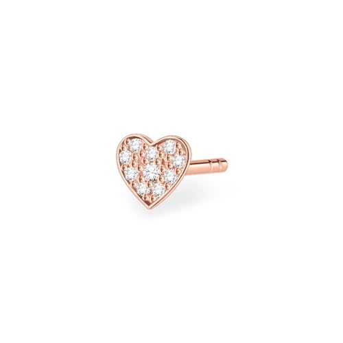 Thomas Sabo Damen Einzel Ohrstecker Herz pavé roségold, 925 Sterlingsilber von THOMAS SABO